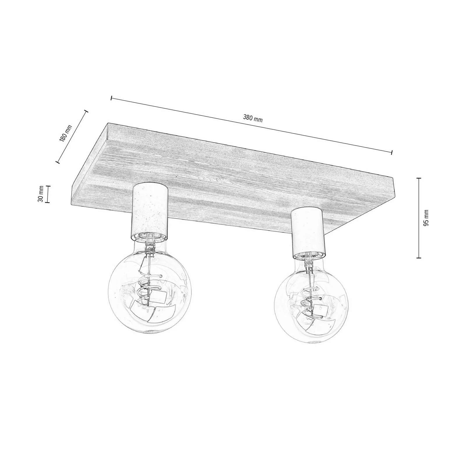 Envostar Lobo Deckenlampe 2fl. Kiefer nussbaum günstig online kaufen