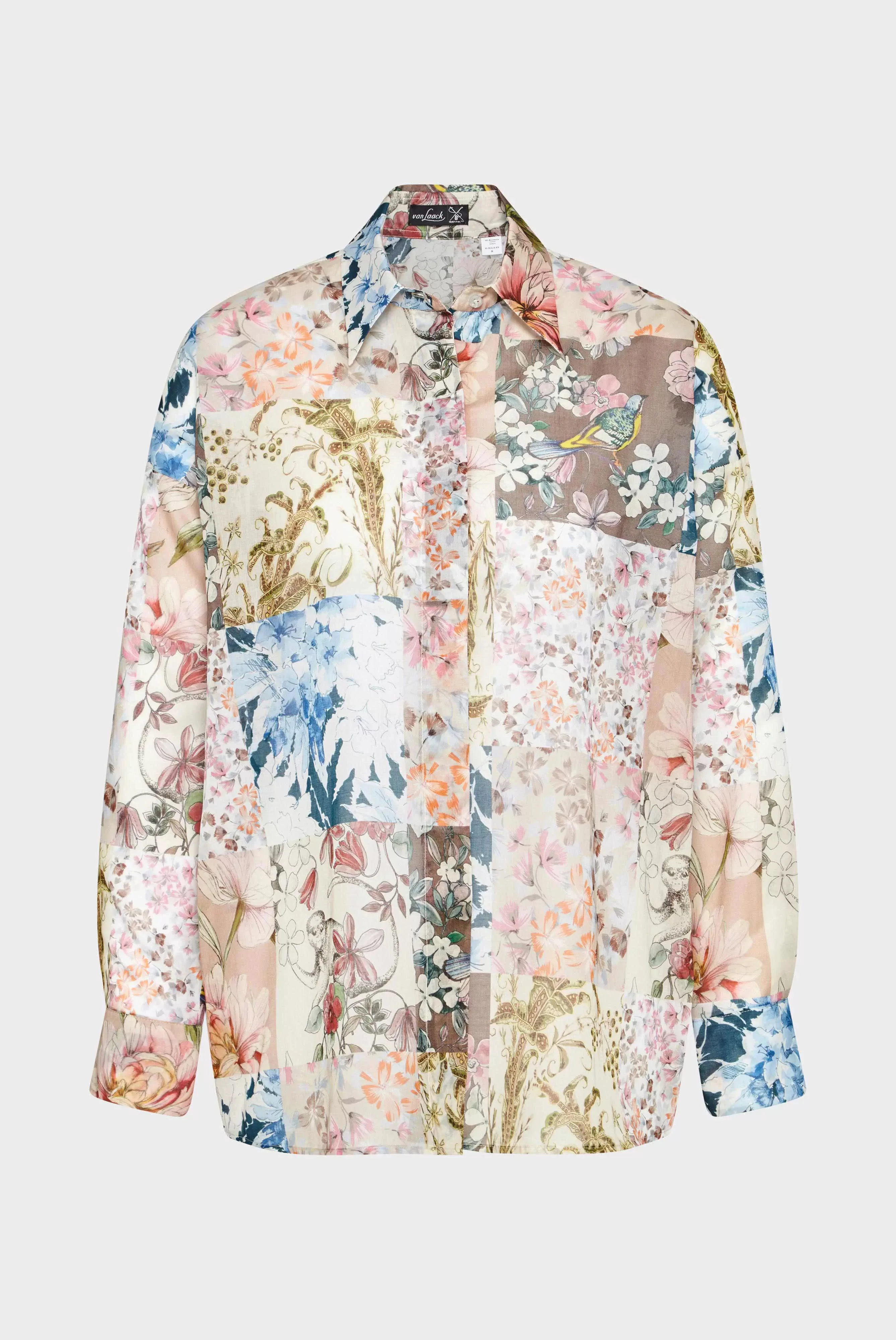 Hemdbluse mit Patchwork BlumenDruck günstig online kaufen