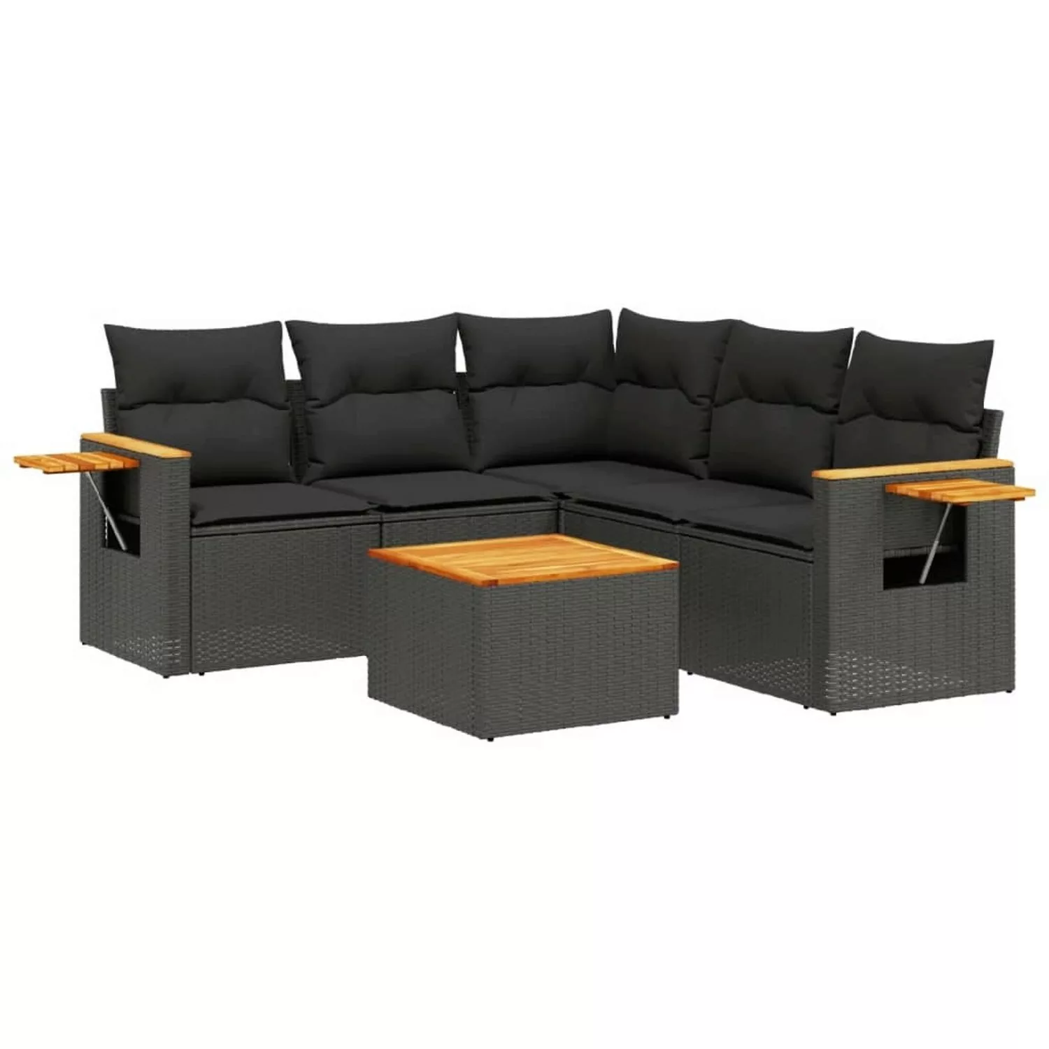 vidaXL 6-tlg Garten-Sofagarnitur mit Kissen Schwarz Poly Rattan Modell 148 günstig online kaufen