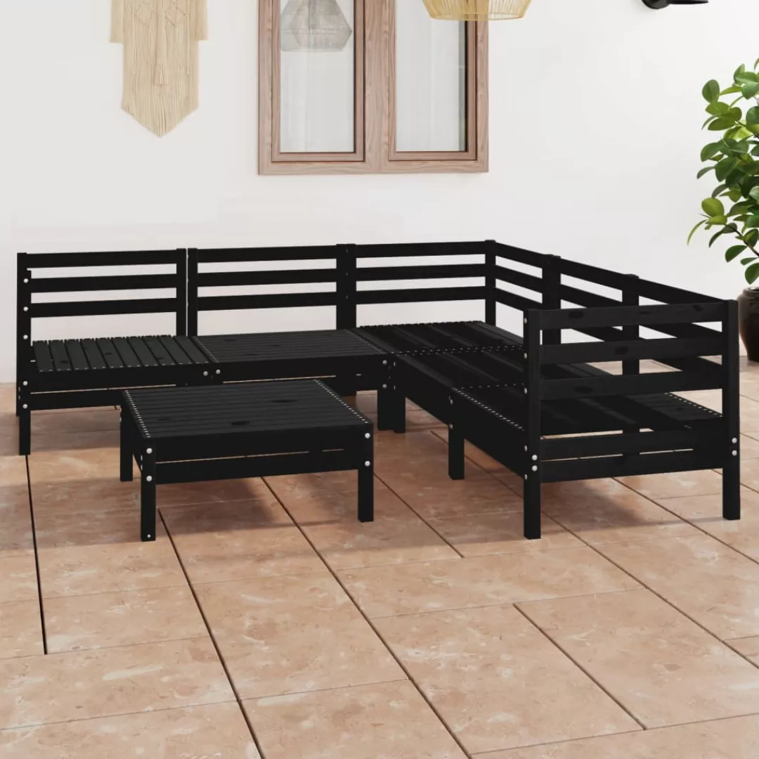 6-tlg. Garten-lounge-set Massivholz Kiefer Schwarz günstig online kaufen