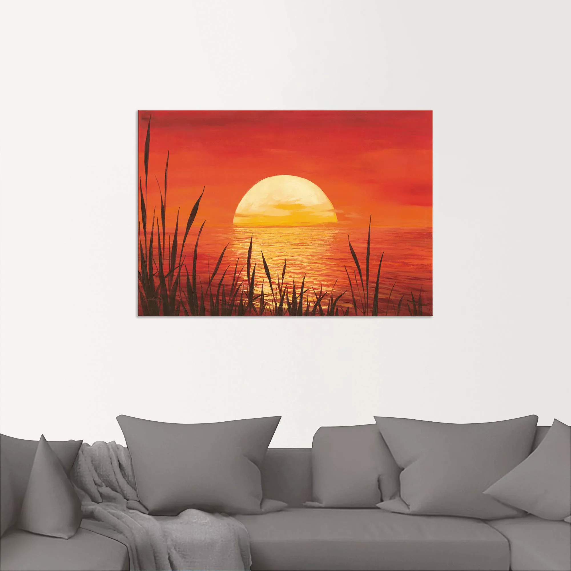 Artland Wandbild »Roter Sonnenuntergang am Ozean«, Bilder vom Sonnenunterga günstig online kaufen