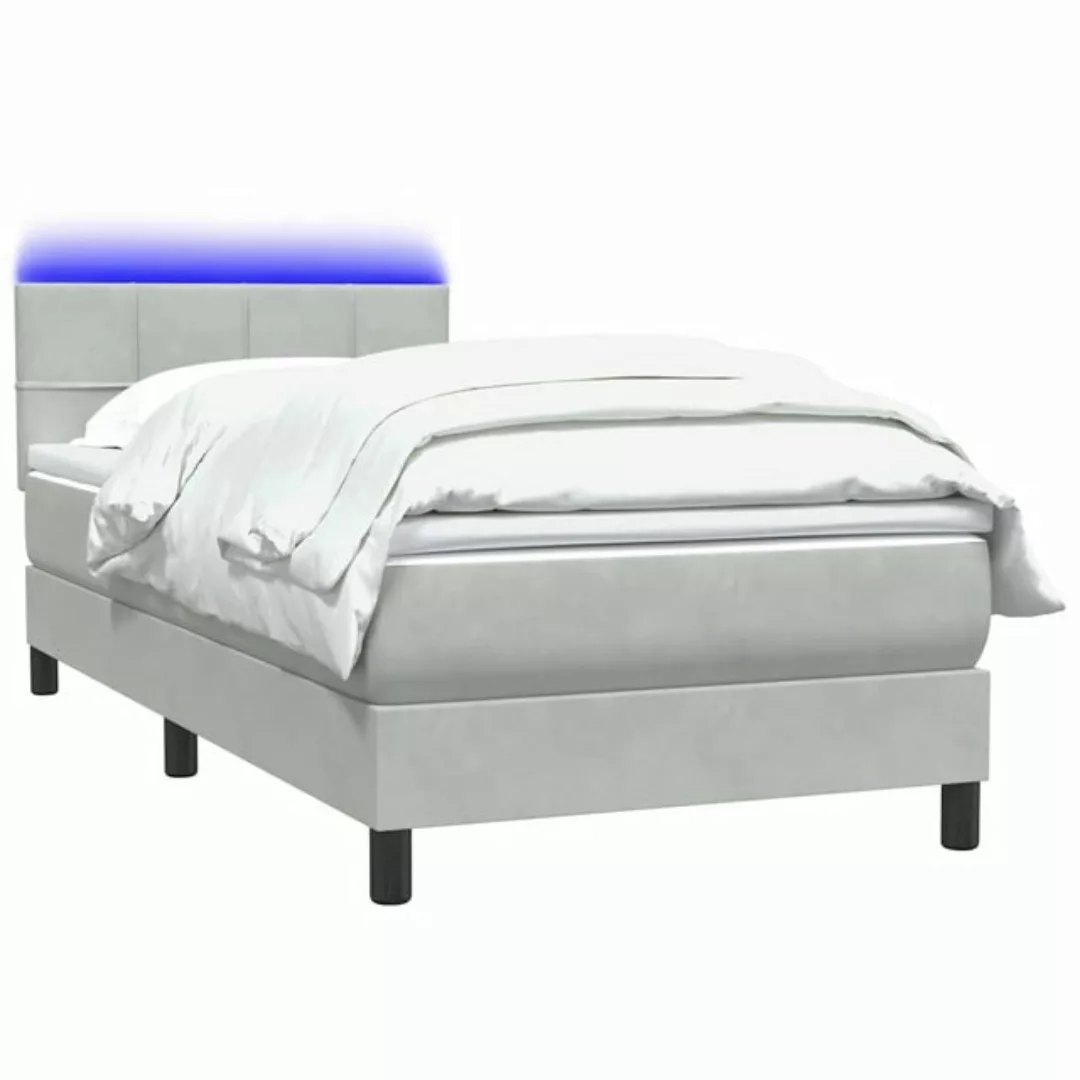 vidaXL Bett Boxspringbett mit Matratze Hellgrau 80x210 cm Samt günstig online kaufen