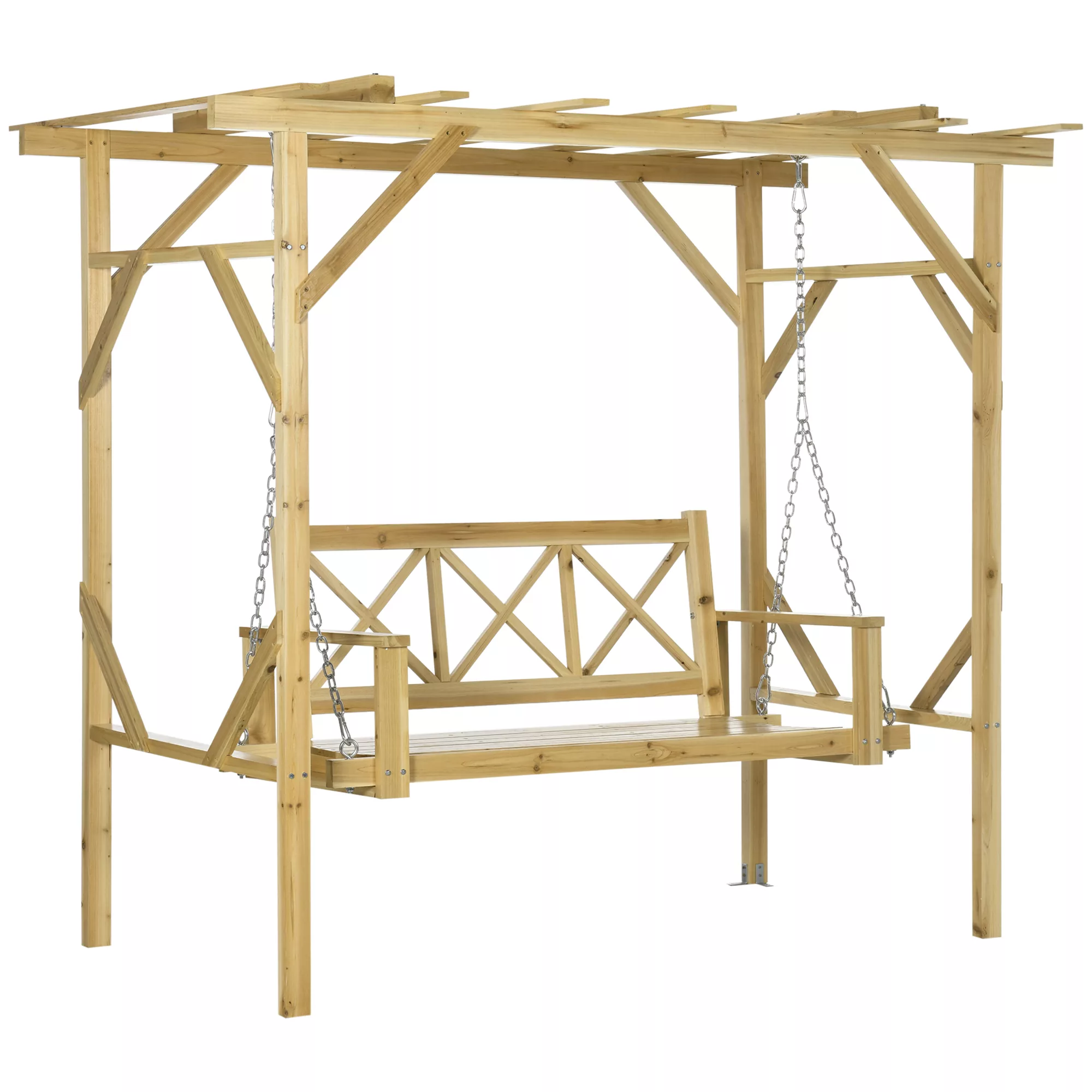 Outsunny Hollywoodschaukel mit Pergola, 2-Sitzer Gartenschaukel, Wetterbest günstig online kaufen