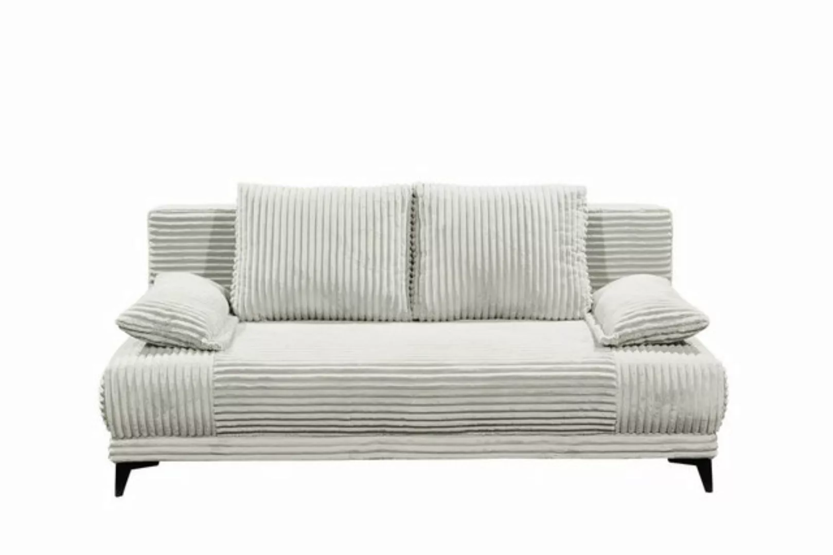 Black Red White Schlafsofa Liegefläche 157x202cm, in Cord silver - 211x96x1 günstig online kaufen