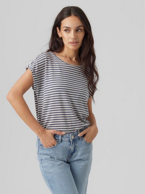 Vero Moda Rundhalsshirt VMAVA PLAIN SS TOP STRIPE GA JRS NOOS günstig online kaufen