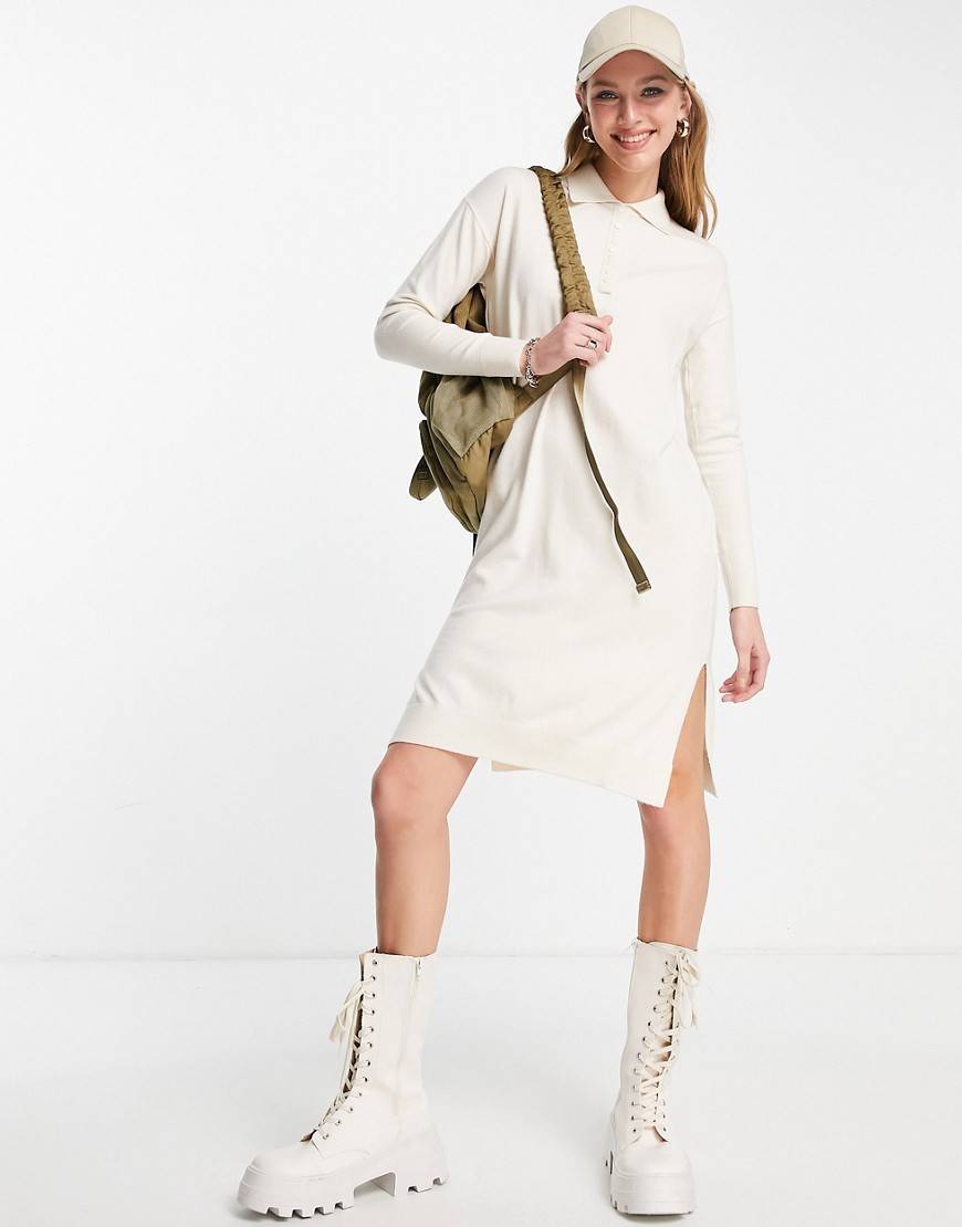 Vero Moda – Mini-Polokleid aus weichem Strick in Creme-Weiß günstig online kaufen