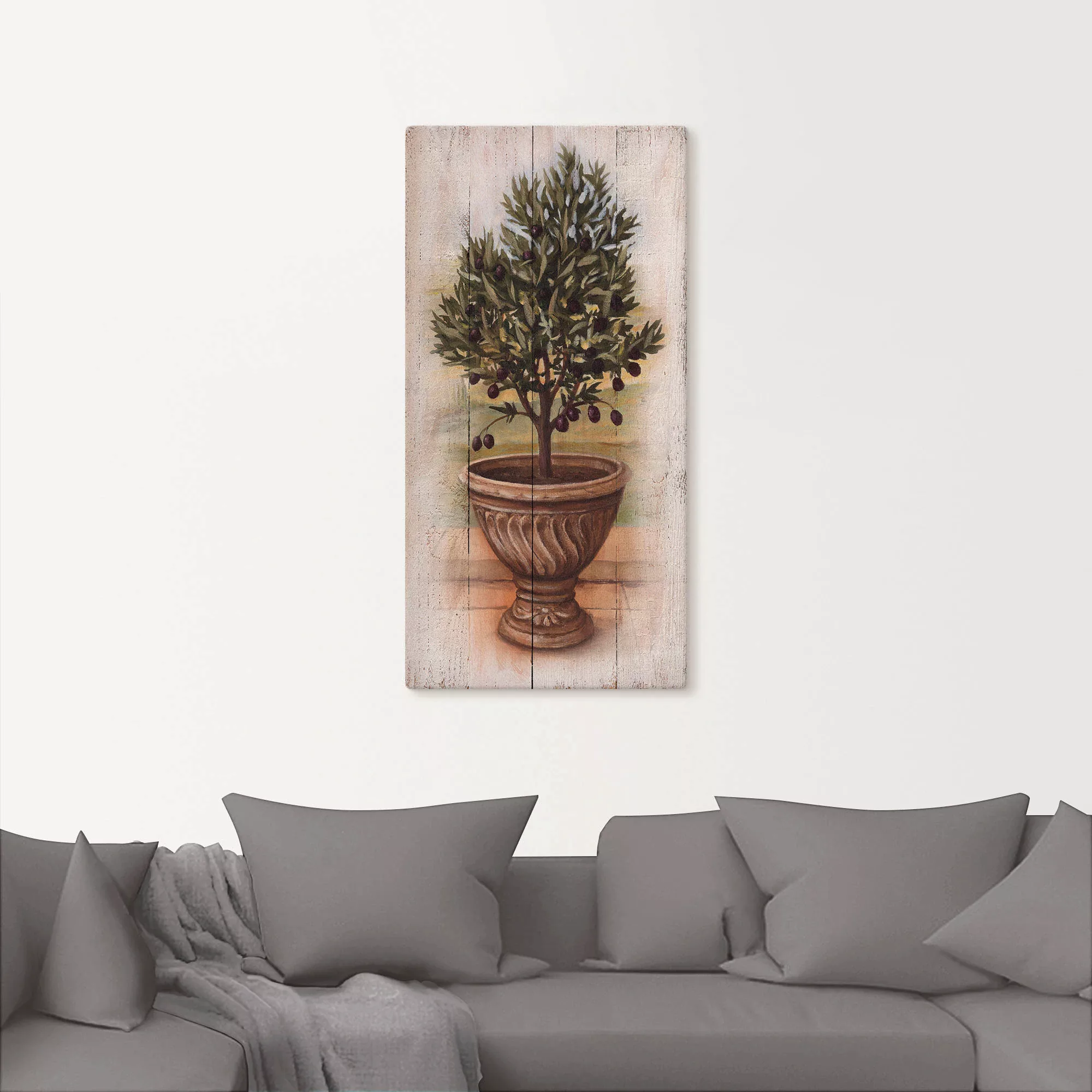 Artland Leinwandbild "Olivenbaum mit Holzoptik", Pflanzen, (1 St.) günstig online kaufen