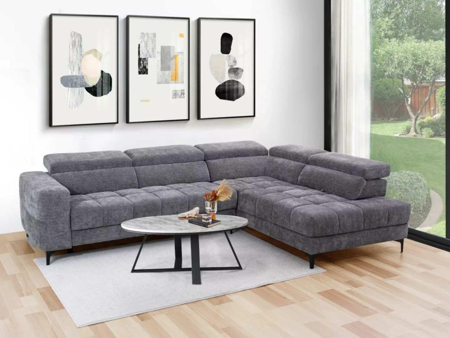 Eckrelaxsofa elektrisch - Ecke rechts - mit ausziehbarer Sitzfläche - Stoff günstig online kaufen