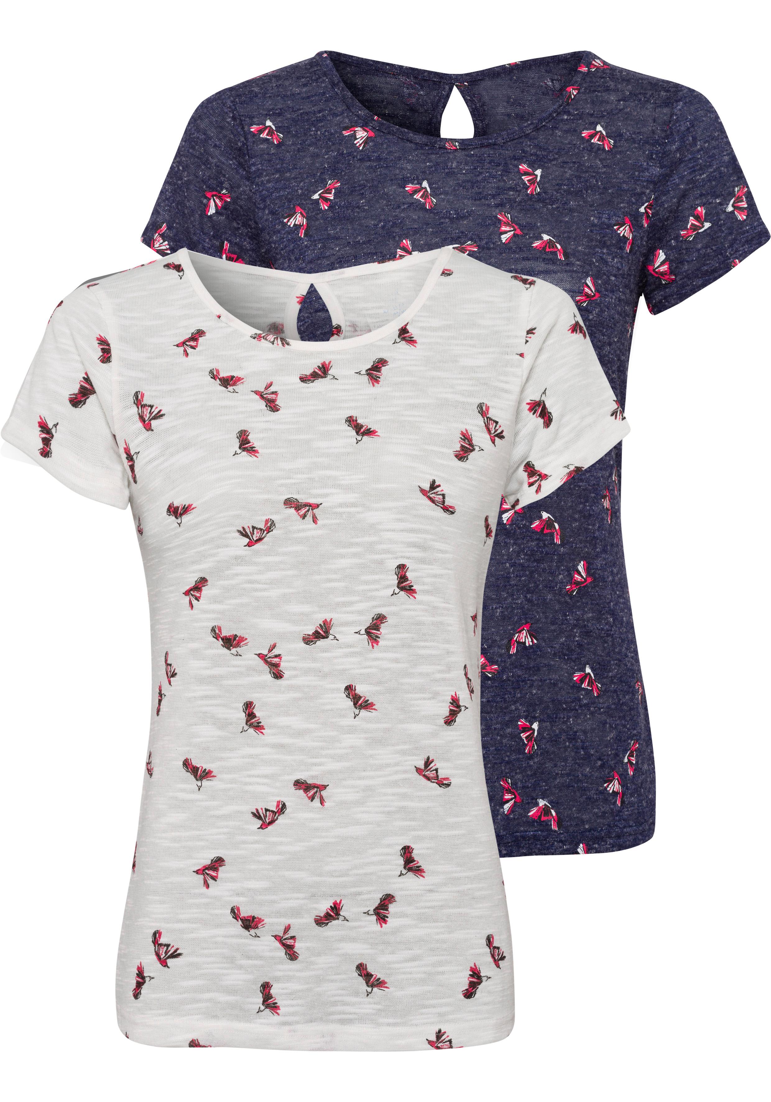 Vivance T-Shirt, (2er-Pack), mit schönem Kolibri-Druck günstig online kaufen