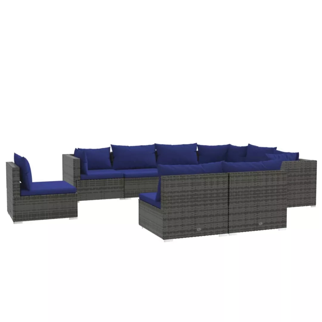 Vidaxl 9-tlg. Garten-lounge-set Mit Kissen Poly Rattan Grau günstig online kaufen