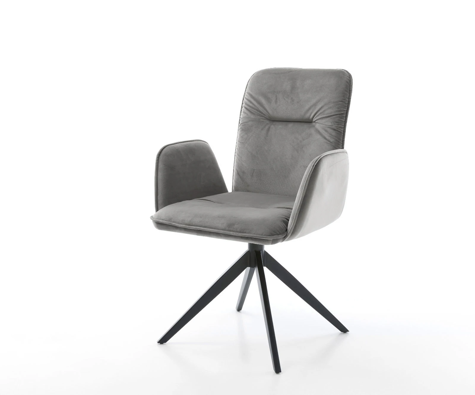 Drehstuhl Vinja-Flex Samt Grau Kreuzgestell breit Schwarz 360° drehbar Wipp günstig online kaufen