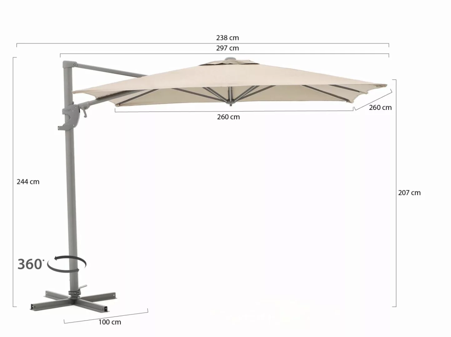 Shadowline Francisco Ampelschirm 260x260cm günstig online kaufen