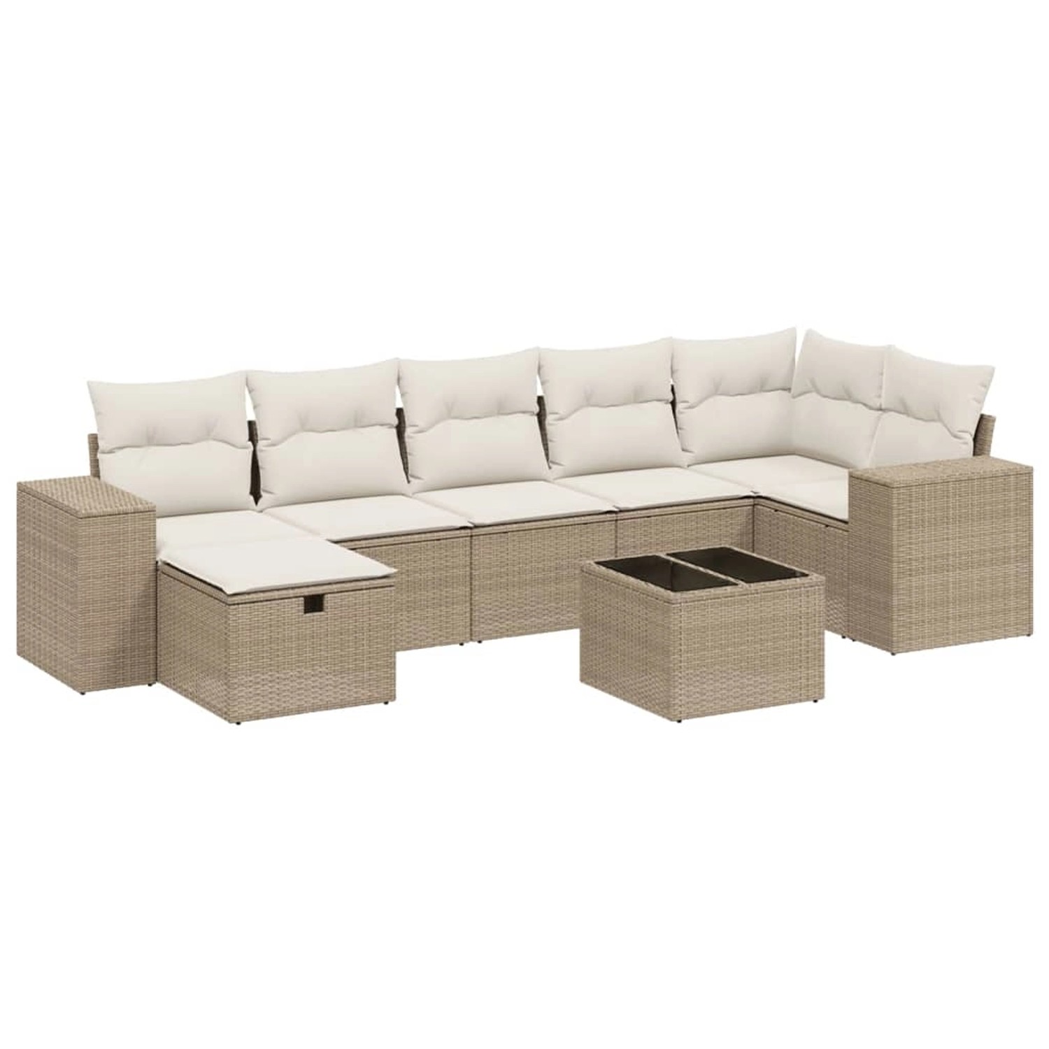 vidaXL 8-Tlg Garten-Sofagarnitur mit Kissen Beige Poly Rattan 3264444 günstig online kaufen