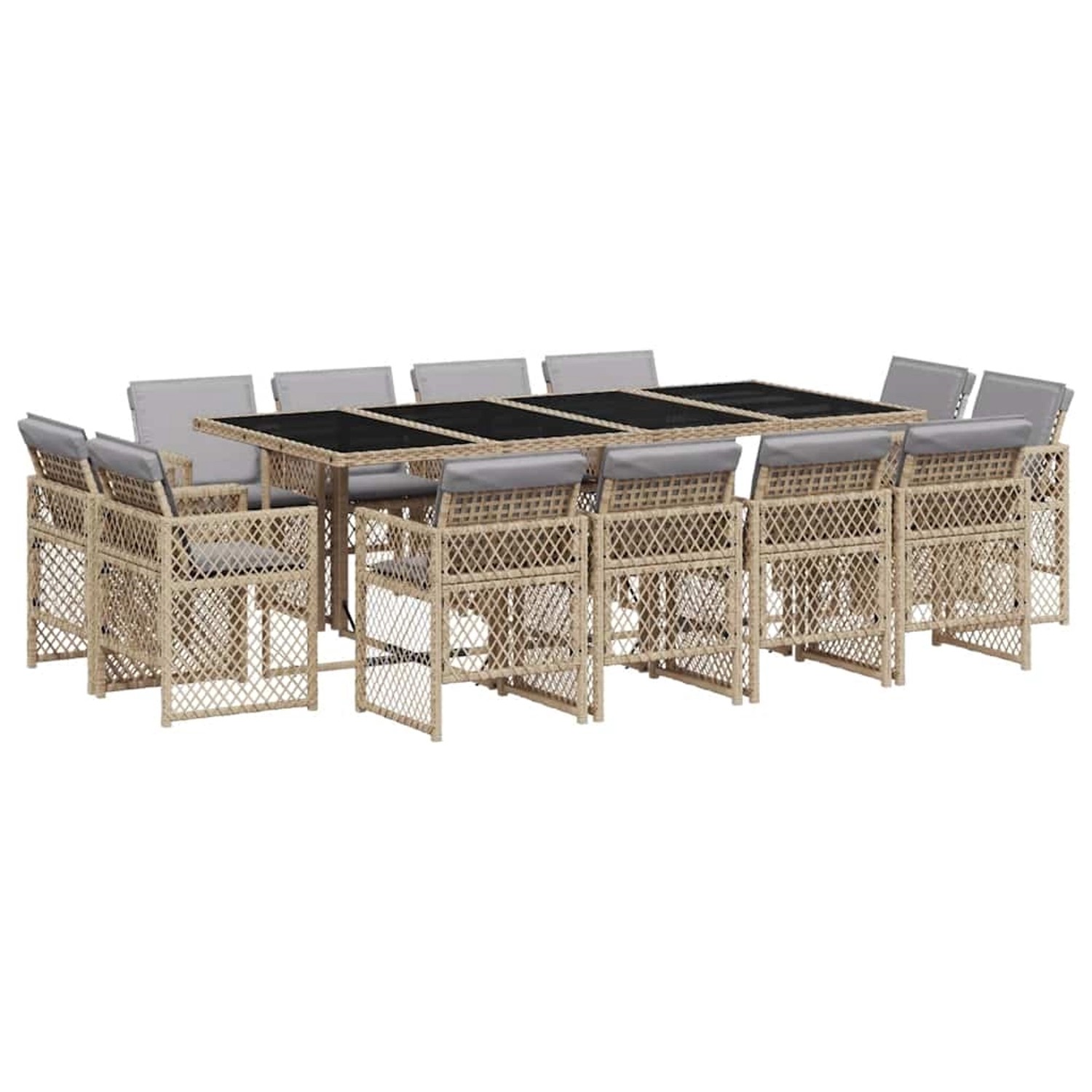 vidaXL 13-Tlg Garten-Essgruppe mit Kissen Beigemischung Poly Rattan 3210864 günstig online kaufen