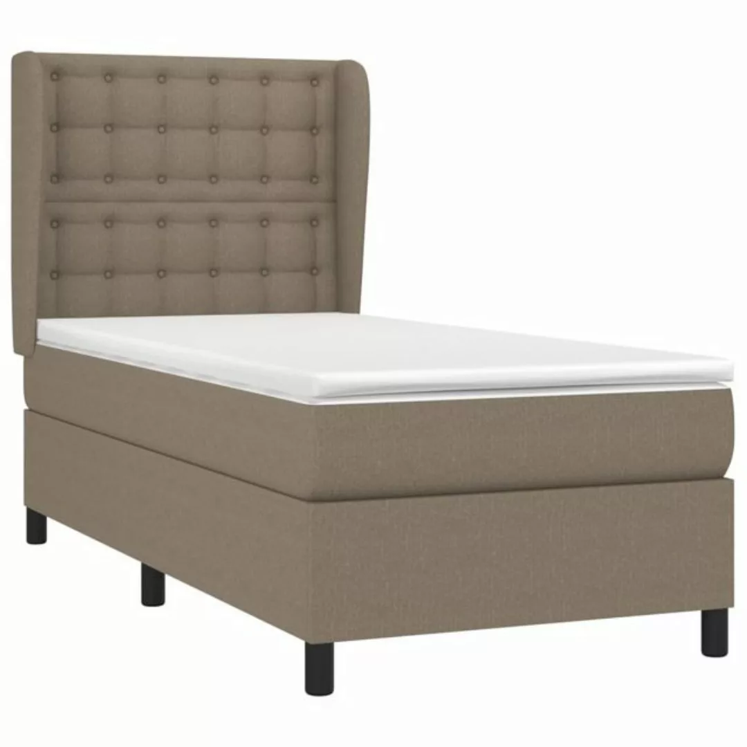 vidaXL Bett Boxspringbett mit Matratze Taupe 90x200 cm Stoff günstig online kaufen