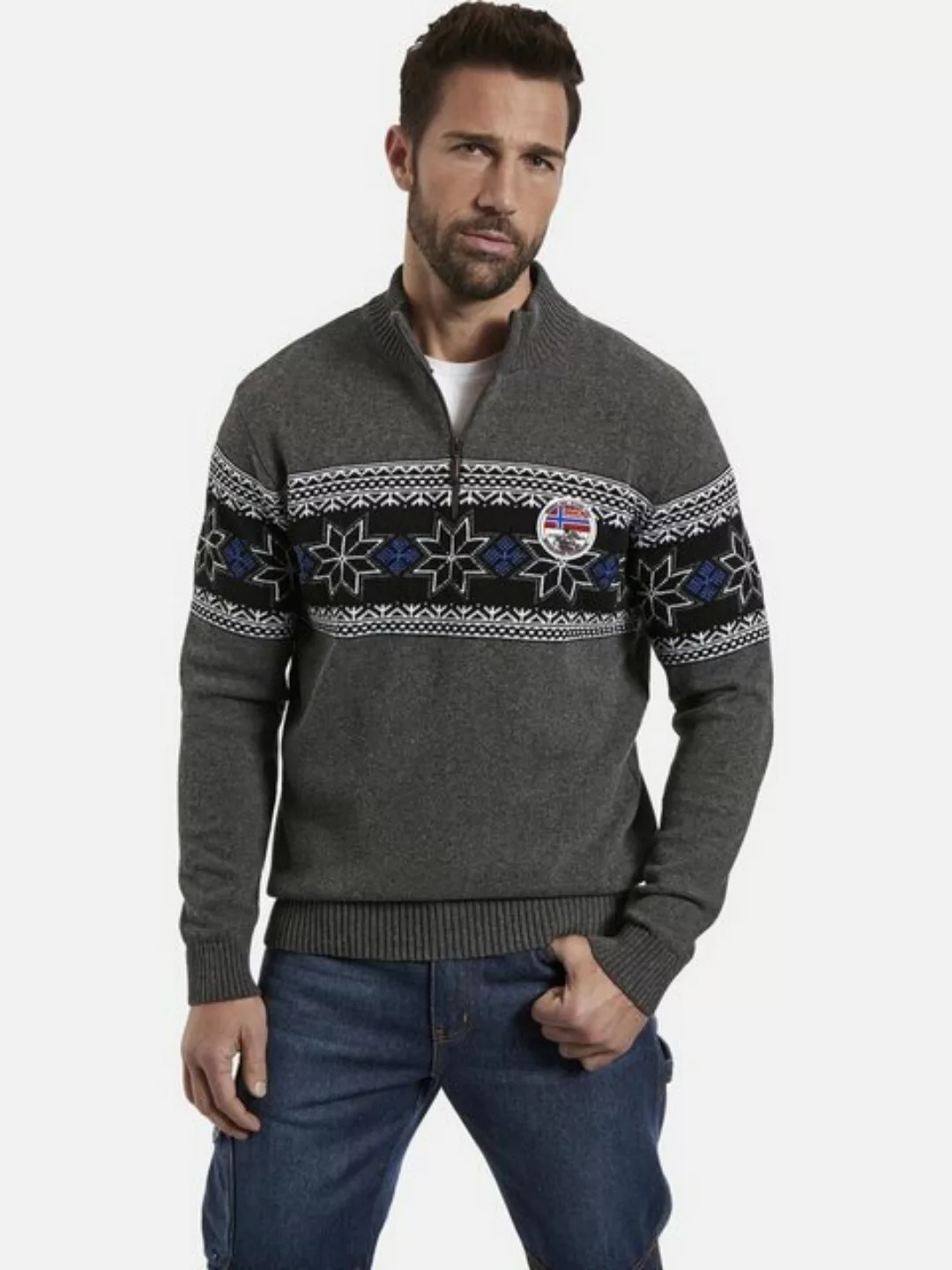 Jan Vanderstorm Strickpullover EERU +Fit Kollektion, Troyerkragen günstig online kaufen