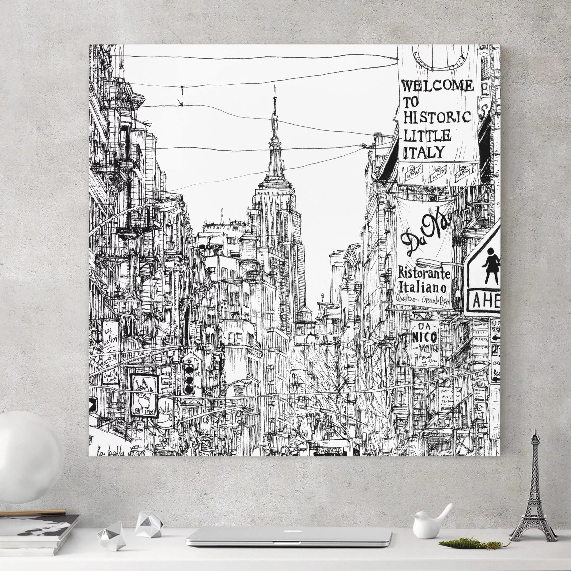 Leinwandbild Architektur & Skyline - Quadrat Stadtstudie - Little Italy günstig online kaufen