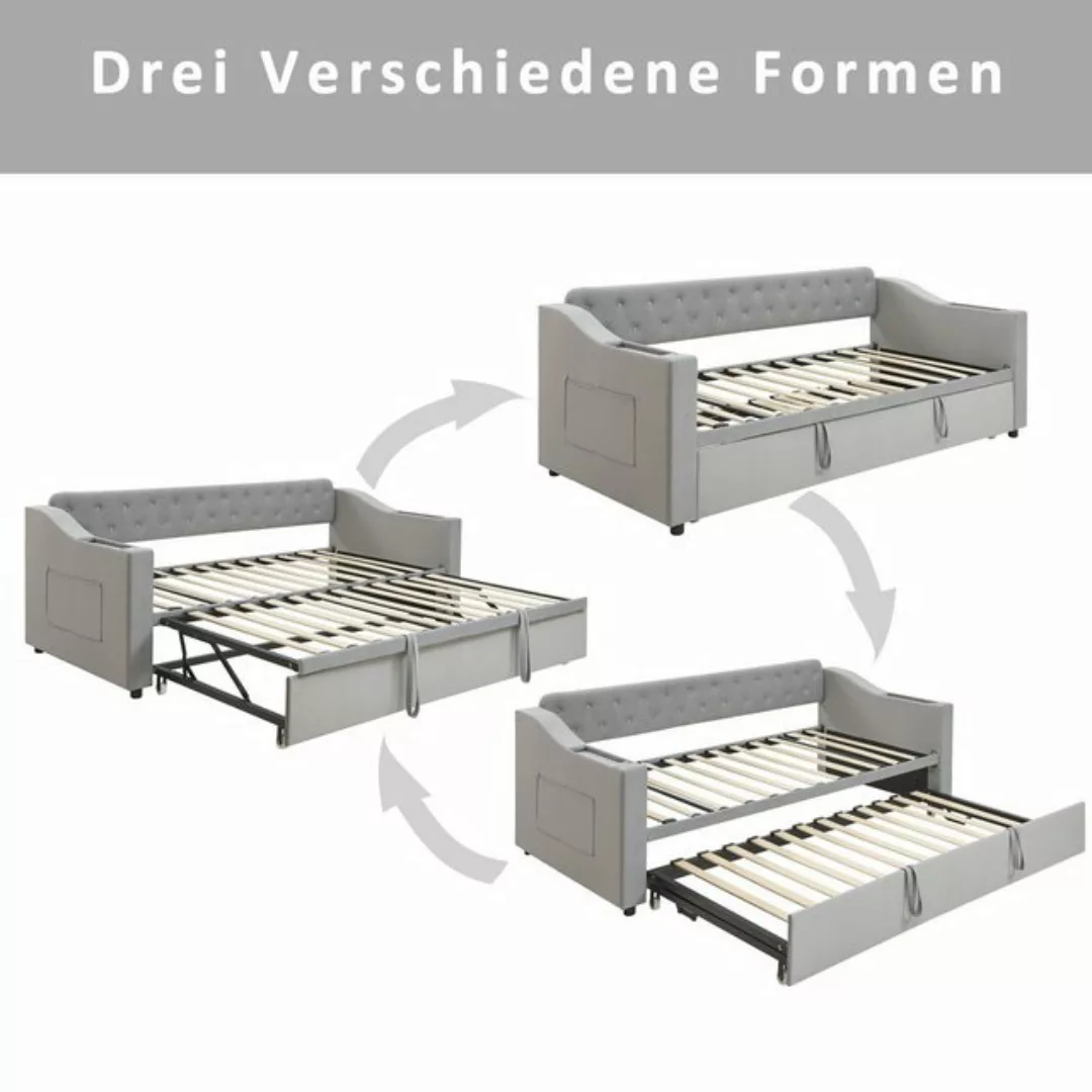 Flieks Polsterbett, Daybett mit Ausziehbett 90/180x190cm mit USB-Aufladen & günstig online kaufen