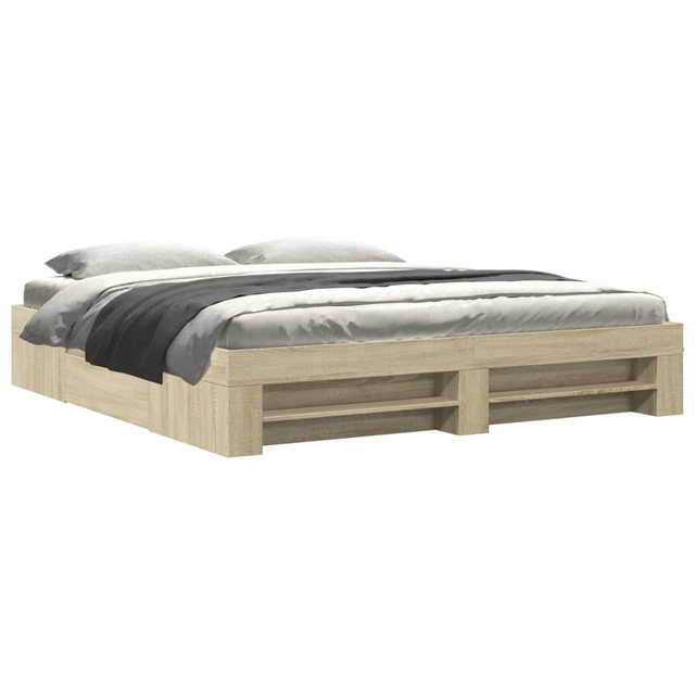 vidaXL Bett, Bettgestell ohne Matratze Sonoma-Eiche 200x200 cm Holzwerkstof günstig online kaufen