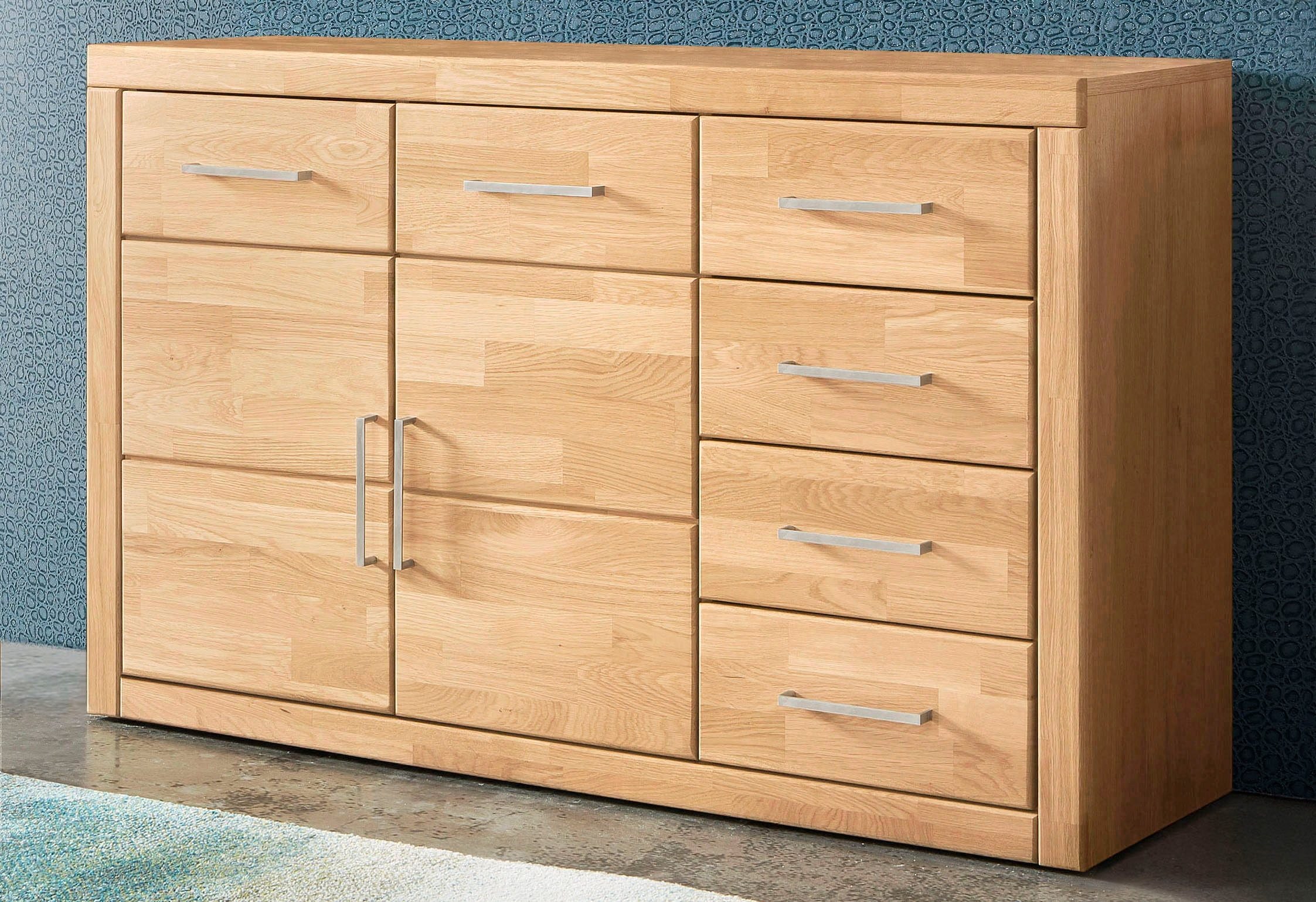 Home affaire Sideboard "Trondheim,130cm breit,42 cm tief, Fronten Holzmassi günstig online kaufen