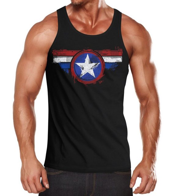 Neverless Tanktop Herren Tank-Top Amerika Flagge Stern Roger Captain Muskel günstig online kaufen