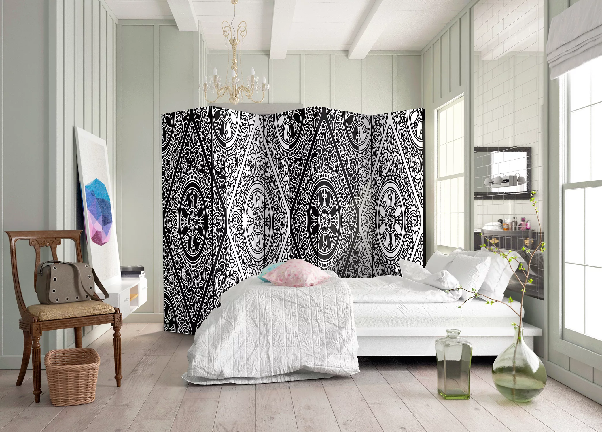 5-teiliges Paravent - Ethnic Monochrome Ii [room Dividers] günstig online kaufen