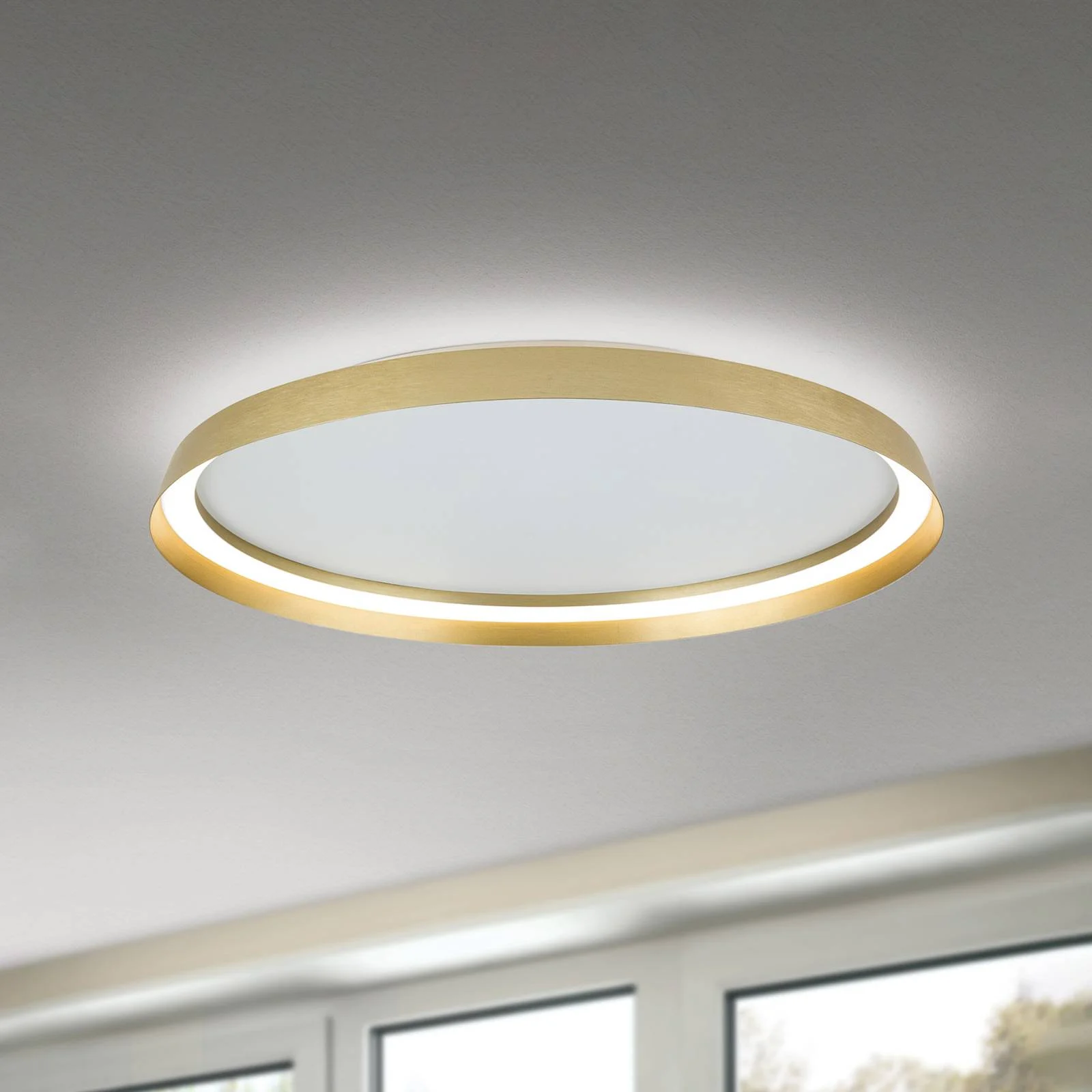 LED-Deckenlampe Manta, Ø 60 cm, goldfarben, Alu, up/down günstig online kaufen