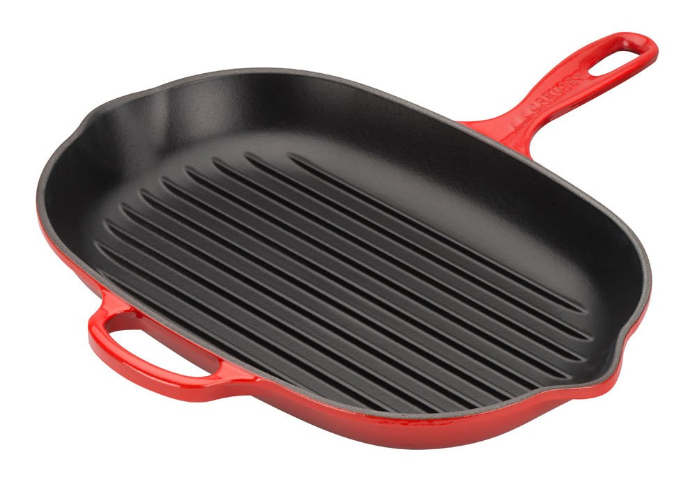 Le Creuset Grillpfanne Oval Signature Gusseisen Kirschrot 32cm günstig online kaufen