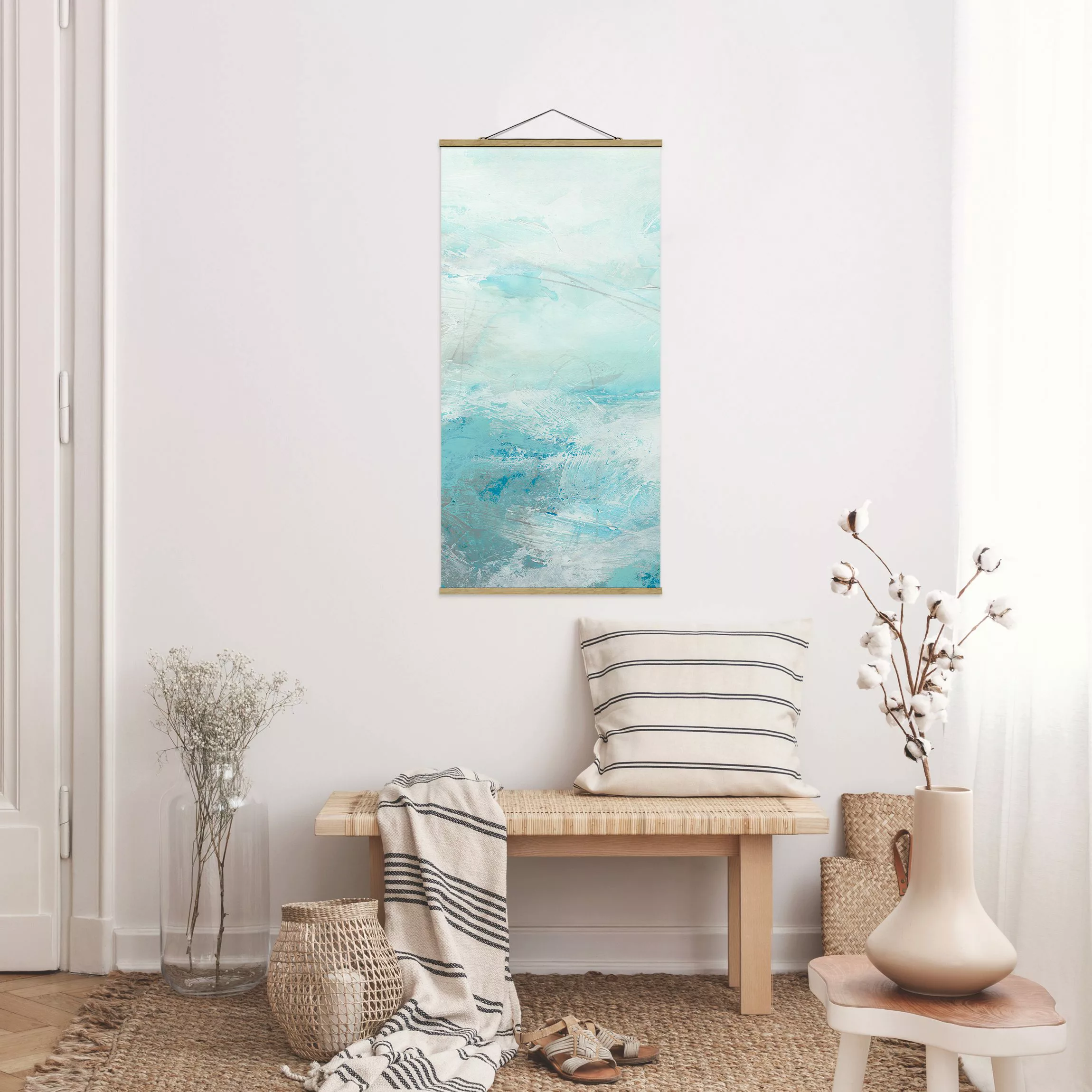 Stoffbild Abstrakt mit Posterleisten - Hochformat Eismeer II günstig online kaufen