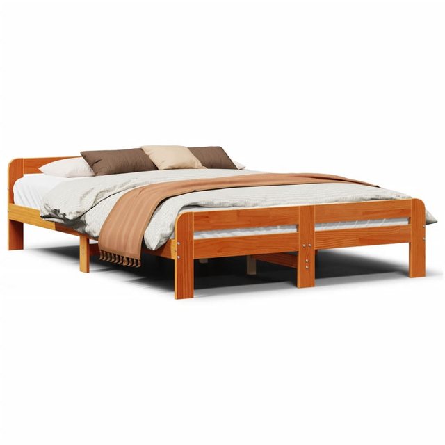 vidaXL Bett, Massivholzbett ohne Matratze Wachsbraun 160x200 Kiefernholz günstig online kaufen