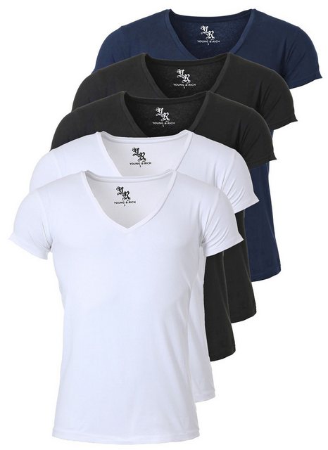 Young & Rich T-Shirt Herren Uni Basic 1315 extra tiefer Ausschnitt 5er Pack günstig online kaufen