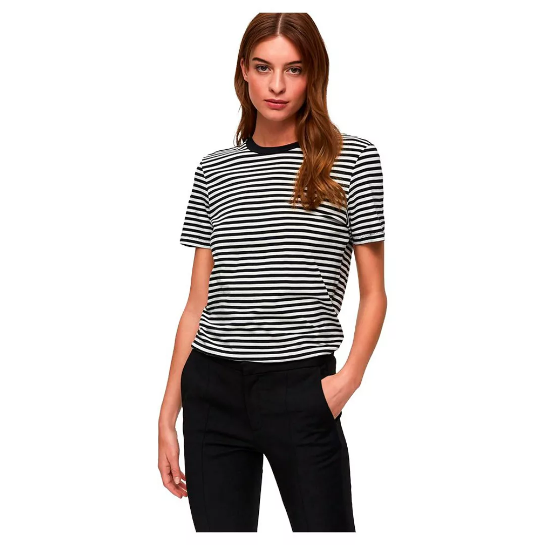 Selected My Perfect Box Cut-stripe Kurzärmeliges T-shirt 2XL Black / Stripe günstig online kaufen