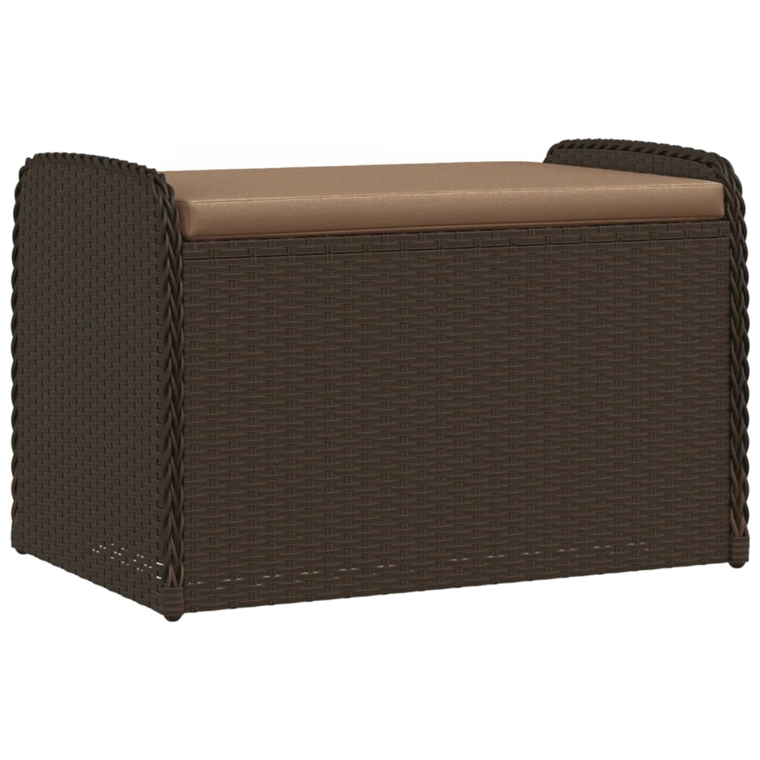 furnicato Sitzbank mit Stauraum & Kissen Braun 80x51x52 cm Poly Rattan günstig online kaufen