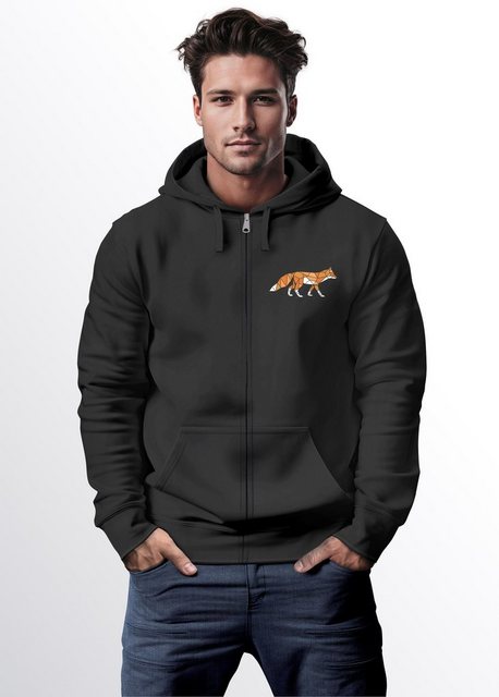 Neverless Sweatjacke Sweatjacke Zip-Hoodie Herren Polygon Print Fuchs Outdo günstig online kaufen