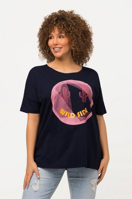 Ulla Popken Rundhalsshirt T-Shirt Kaktus Oversized Rundhals Halbarm günstig online kaufen