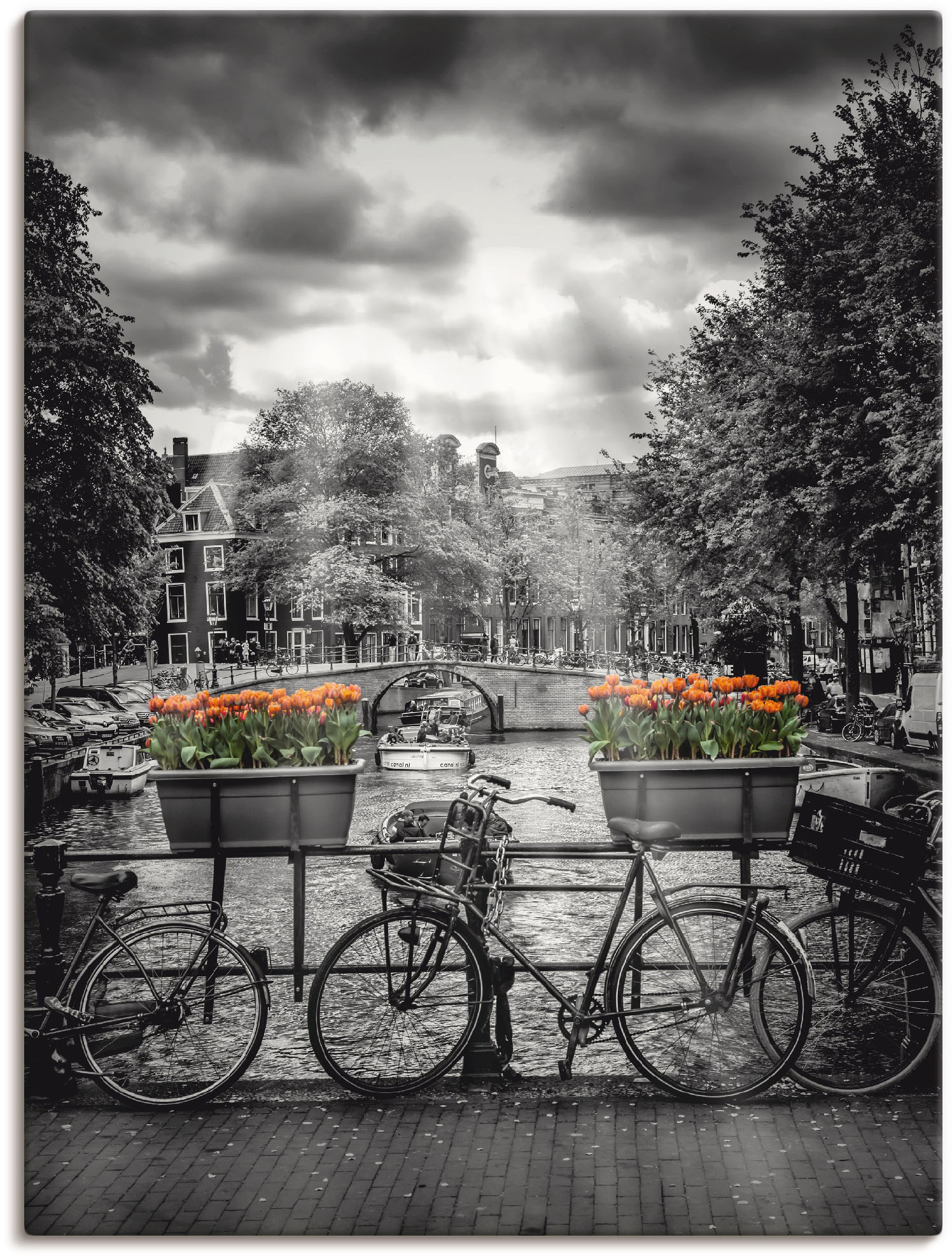 Artland Wandbild "Amsterdam Herengracht & Sonnenstrahlen", Fahrräder, (1 St günstig online kaufen