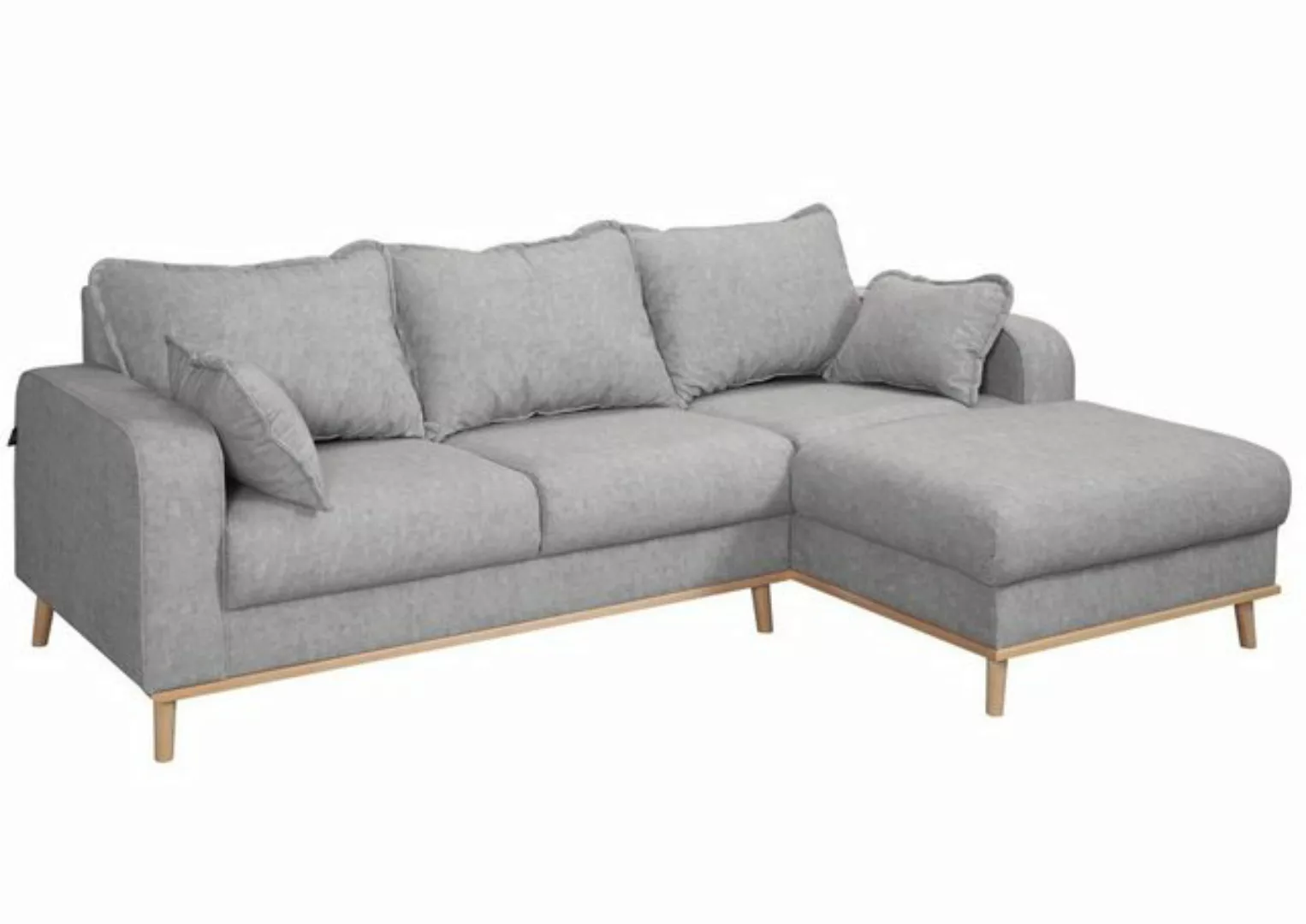 Massivmoebel24 Ecksofa Sofa inklusive Kissen 230x154x84 grau Ottomane recht günstig online kaufen