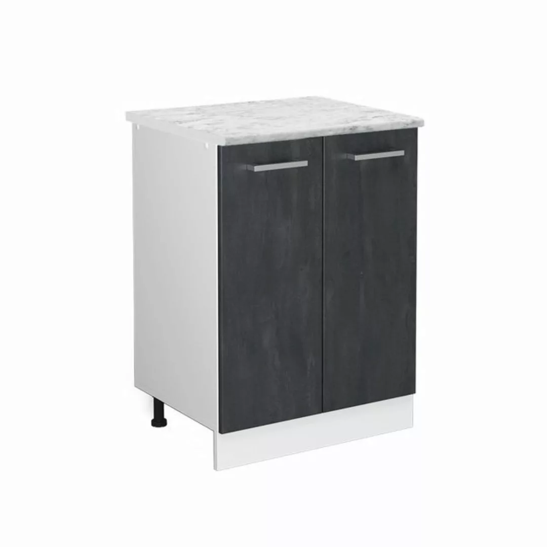 Vicco Unterschrank R-Line, Schwarz Beton/Weiß, 60 cm AP Marmor günstig online kaufen