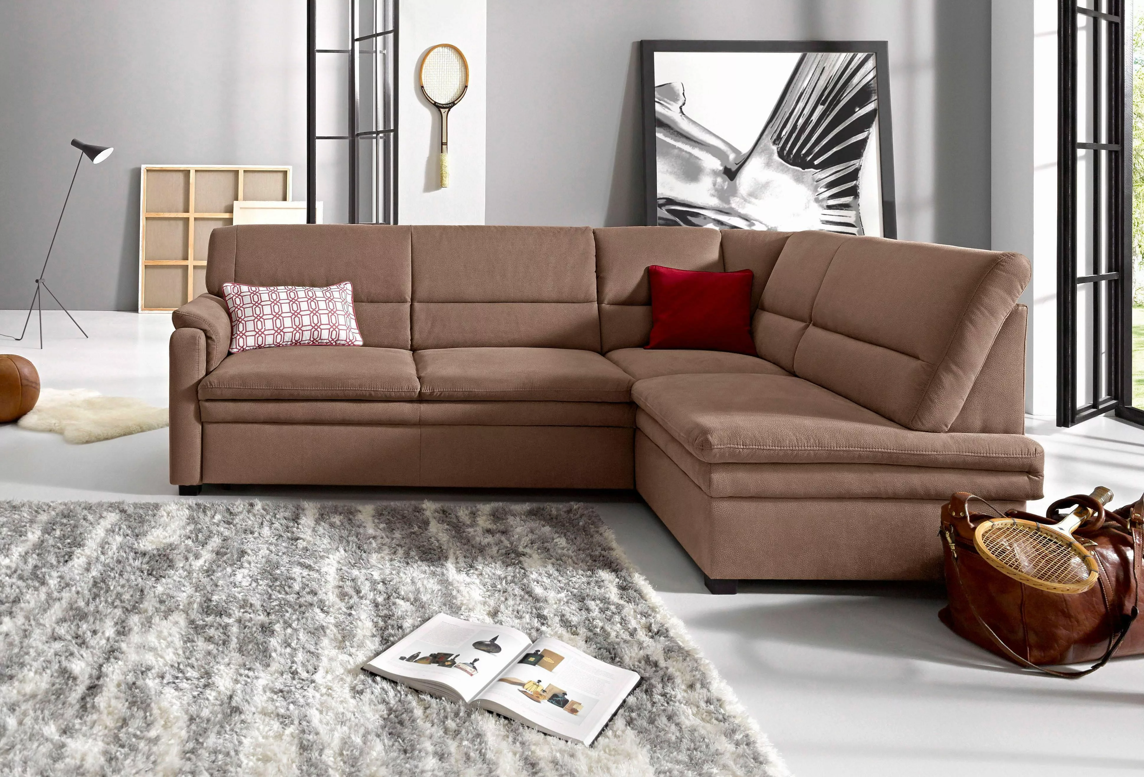 sit&more Ecksofa "Pisa L-Form", mit Federkern, wahlweise mit Bettfunktion günstig online kaufen