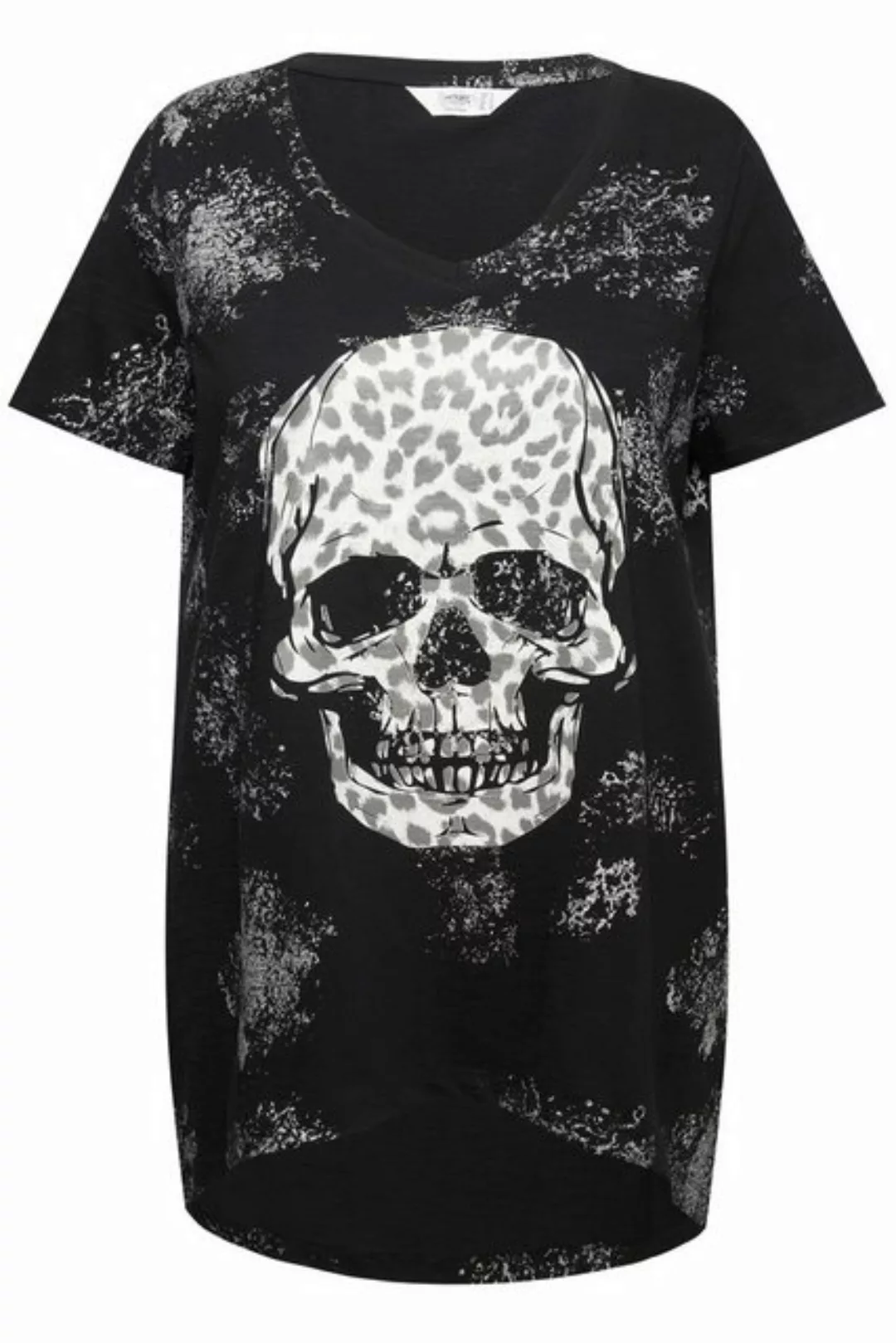 Angel of Style Rundhalsshirt T-Shirt Leo-Totenkopf V-ausschnitt Halbarm günstig online kaufen