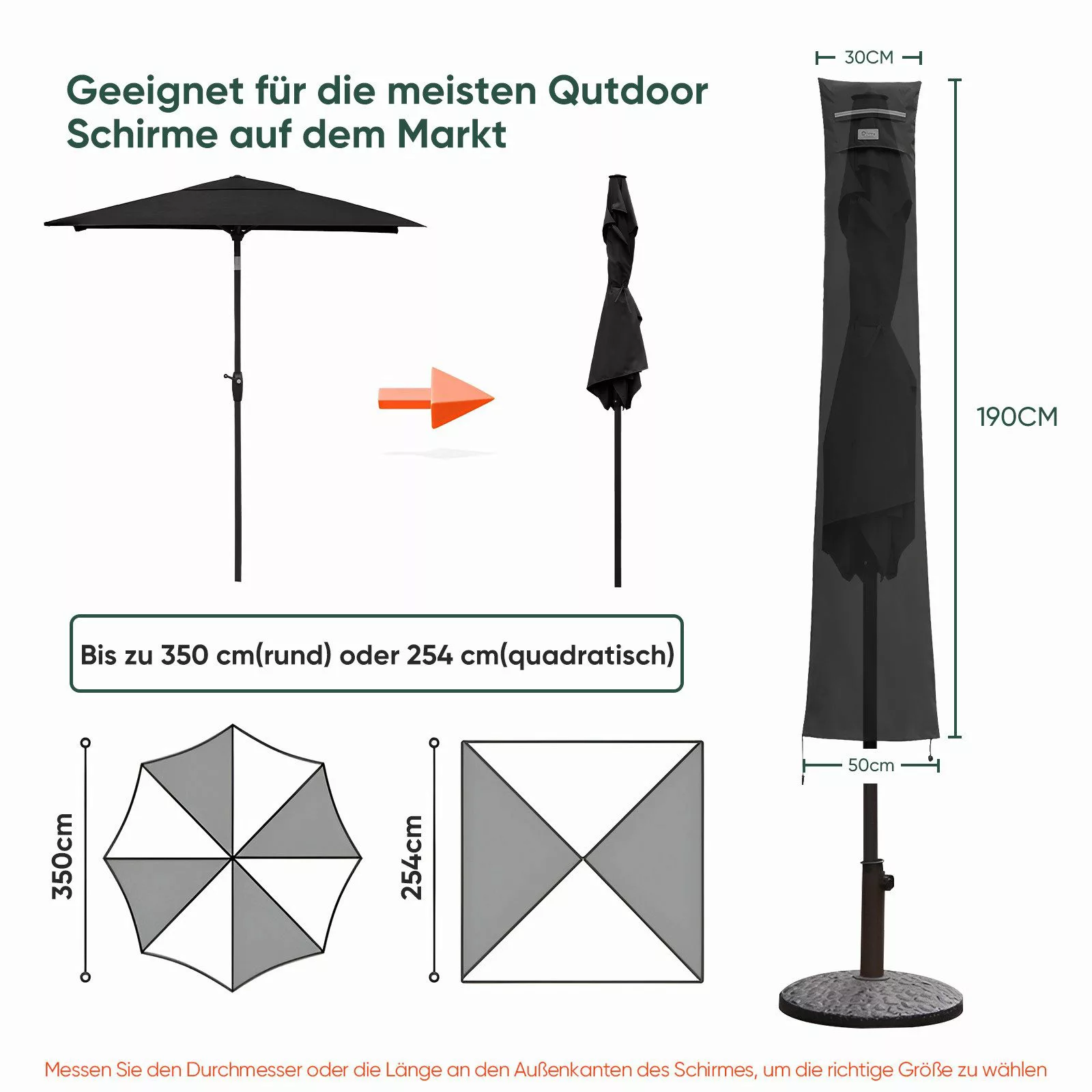 Sekey Sonnenschirm-Schutzhülle für Sonnenschirm bis Ø350cm günstig online kaufen