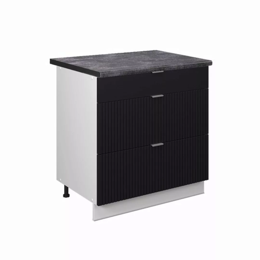 Vicco Unterschrank Fame-Line, Schwarz gestreift/Weiß, 80 cm mit 3 Schublade günstig online kaufen