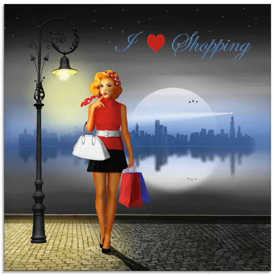 Artland Glasbild "Ich liebe Einkaufen", Mode, (1 St.) günstig online kaufen