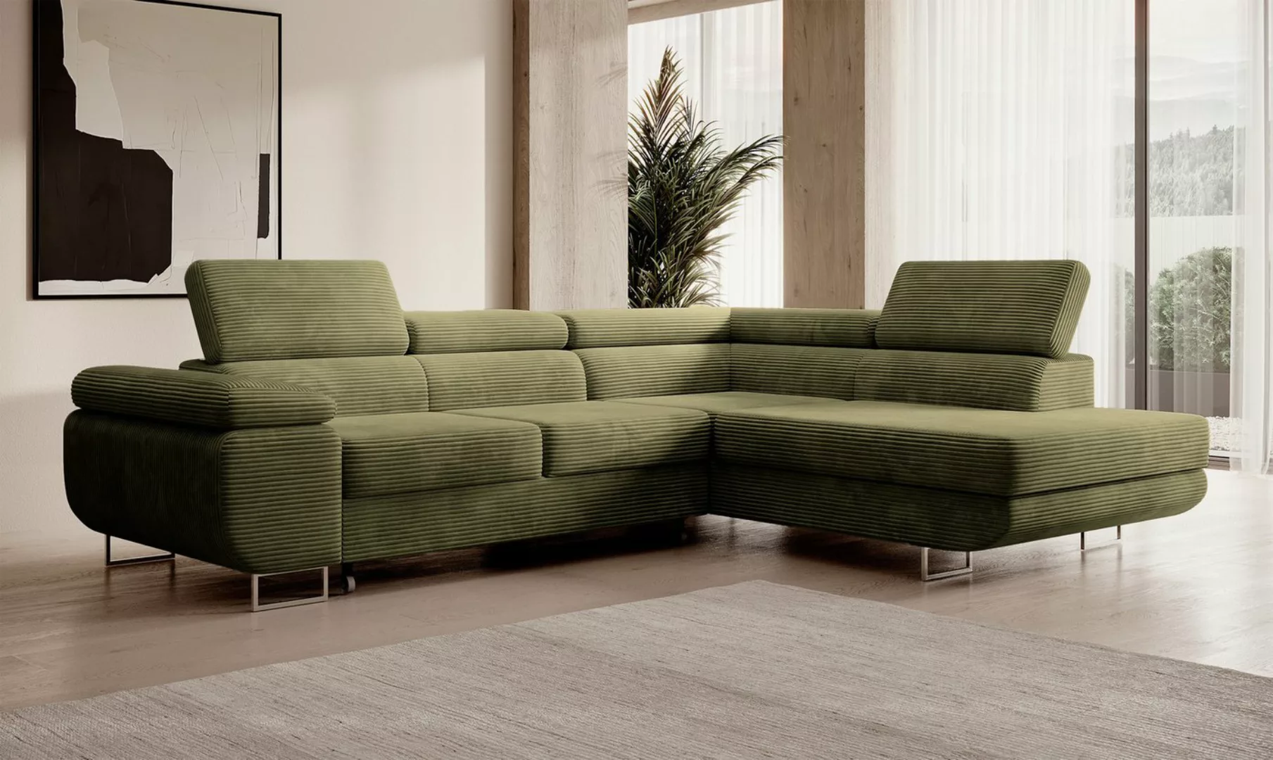 DB-Möbel Ecksofa "Stella Poso" - L-Sofa mit Schlaffunktion, Bettkasten,Velo günstig online kaufen