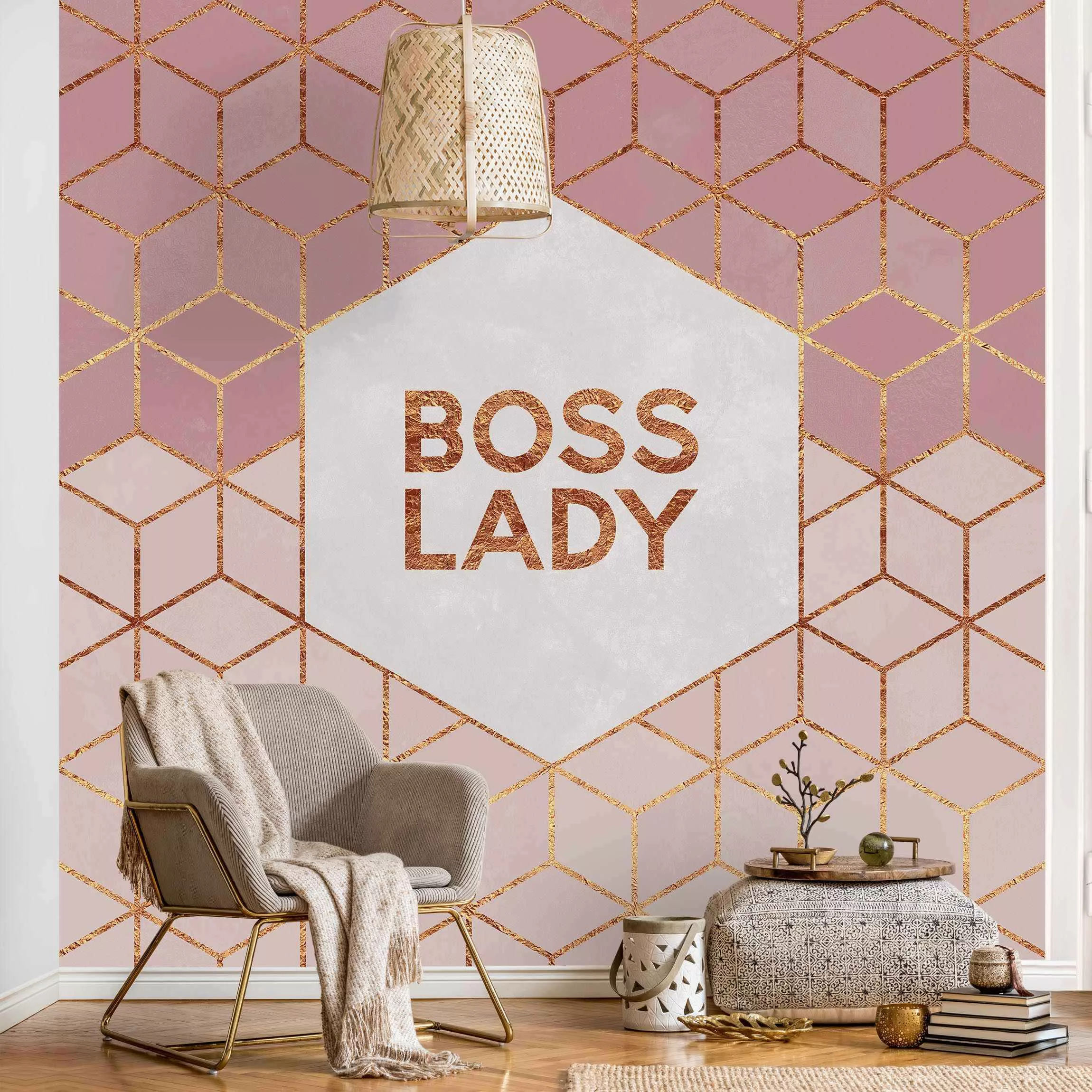 Fototapete Boss Lady Sechsecke Rosa günstig online kaufen