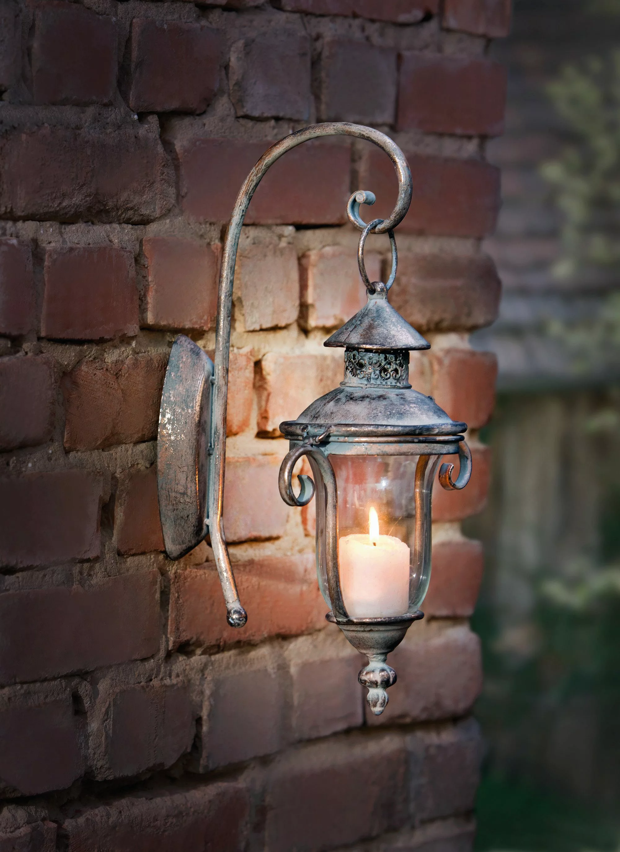 Frank Flechtwaren Wandkerzenhalter, Wandlaterne Shabby-Grey günstig online kaufen
