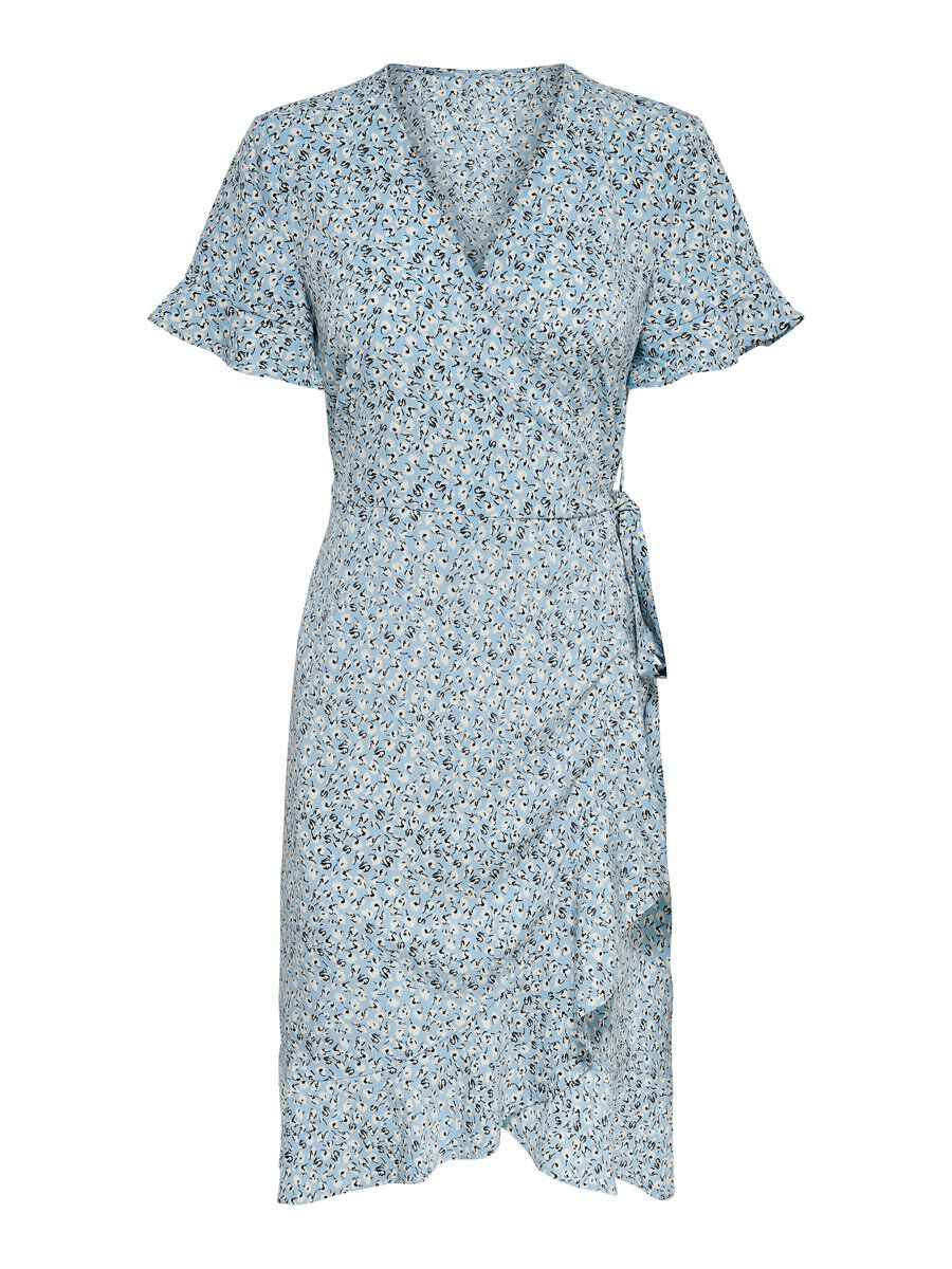 Only Olivia Wrap Kurzes Kleid 40 Dusk Blue / Aop Two Tone Flower günstig online kaufen