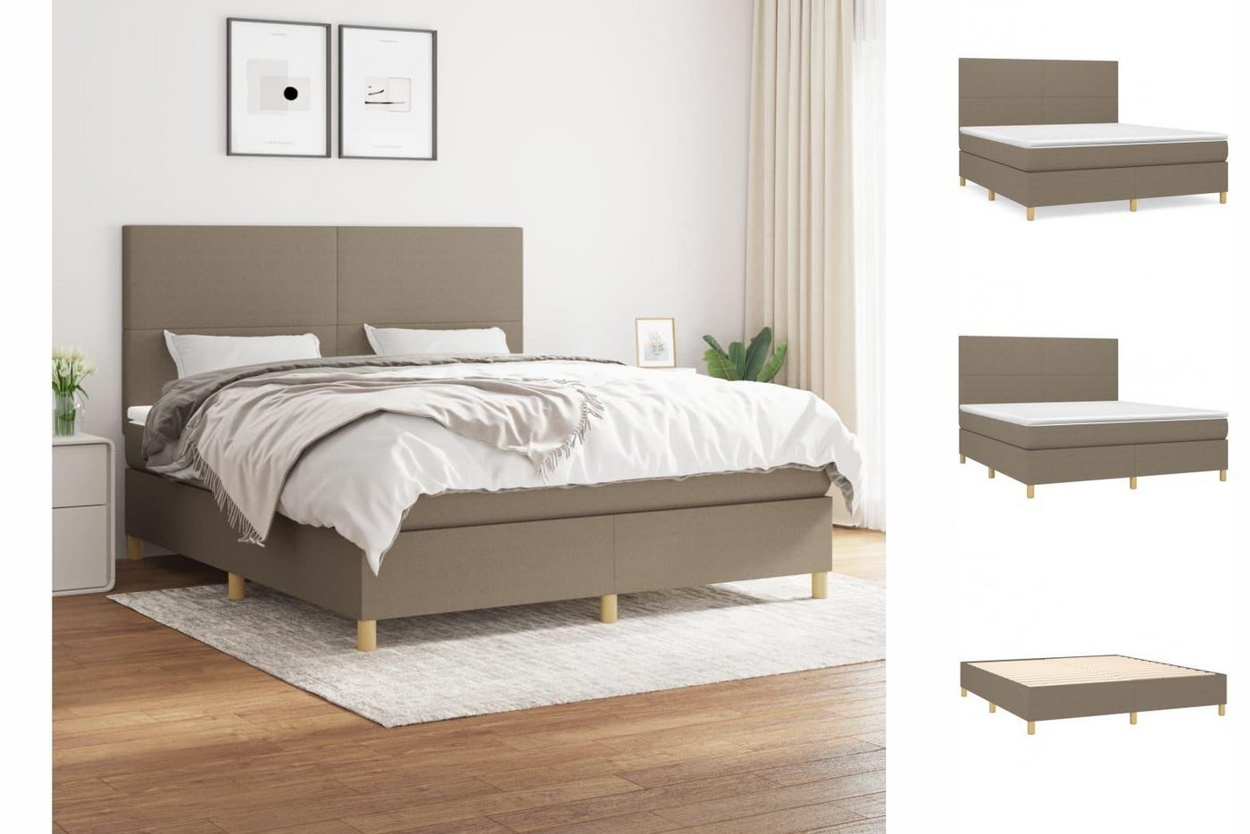 vidaXL Boxspringbett Boxspringbett mit Matratze Taupe 180x200 cm Stoff Bett günstig online kaufen