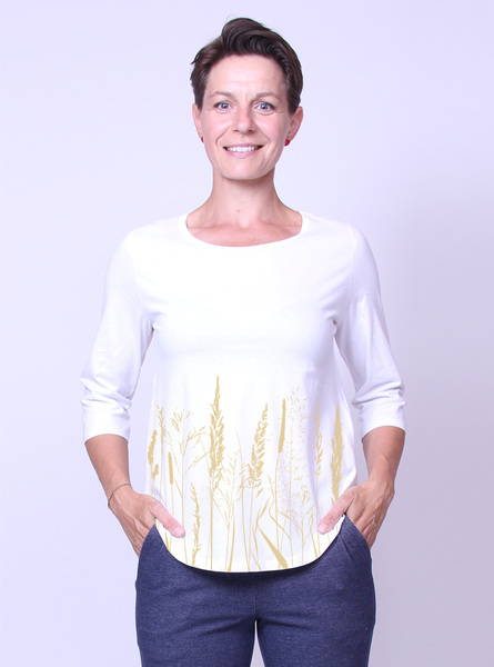Bio-damen-3/4 Arm Shirt- Gräservielfalt günstig online kaufen