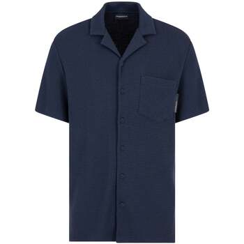 Emporio Armani  Hemdbluse Waffle Jersey Lounge Shirt Navy Blue günstig online kaufen